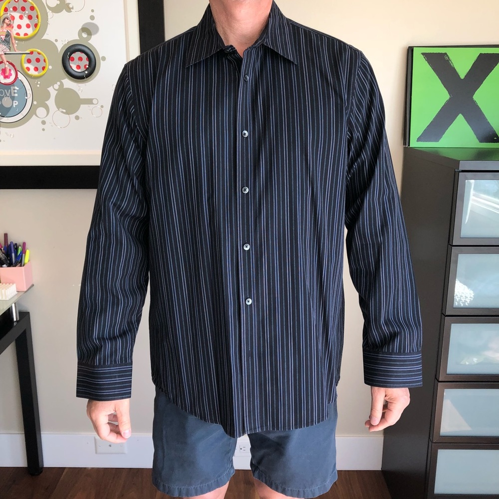 men’s navy blue calvin klein dress shirt